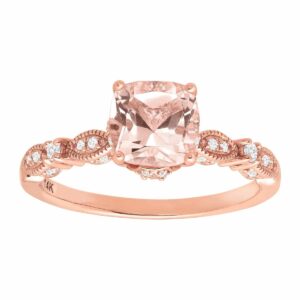 1 1/2 ct Morganite & 1/5 ct Diamond Ring